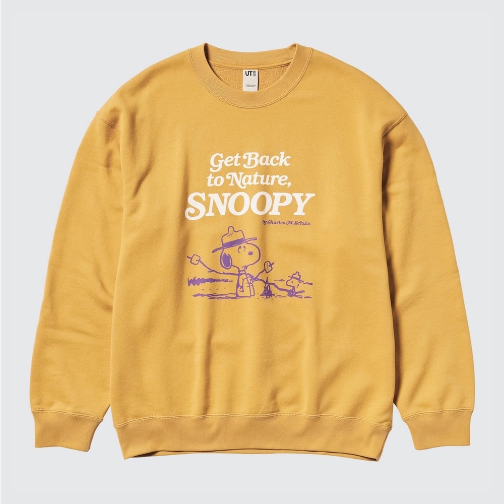 Uniqlo unisex mustard peanuts sweatshirt, size S